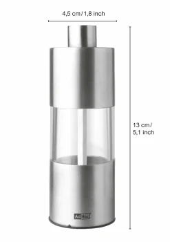Gewürzmühlen & Streuer>AdHoc Pfeffer-/Salzmühle silberfarbentransparent