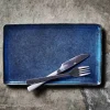Speiseteller>Aida Teller eckig 31,5x20cm blau