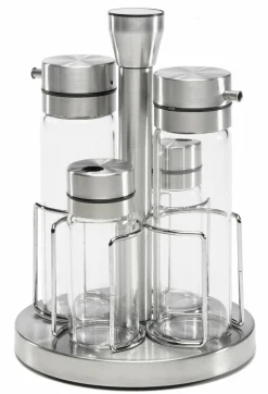 Essig & Ölflaschen>bongusto Menage-Set silberfarbentransparent