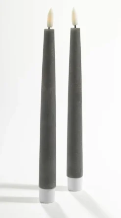 Kerzen>casa NOVA 2er LED-Kerze 22cm grau