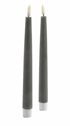 Kerzen>casa NOVA 2er LED-Kerze 22cm grau