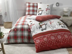 Flanell|Biber>casa NOVA Flanell-Bettwäsche rot
