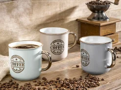 Tassen>casa NOVA Kaffeebecher 460ml graugoldfarben