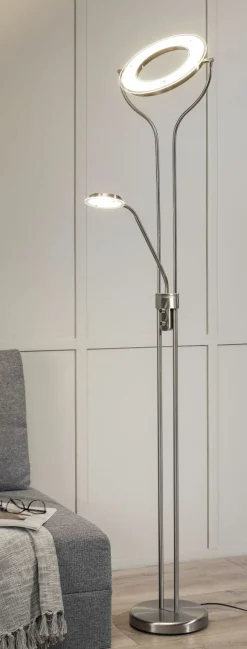 Stehleuchten>casa NOVA LED-Fluter 2flg silberfarben
