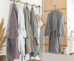 casa NOVA Leichter Musselin Bademantel grün^ Bademäntel