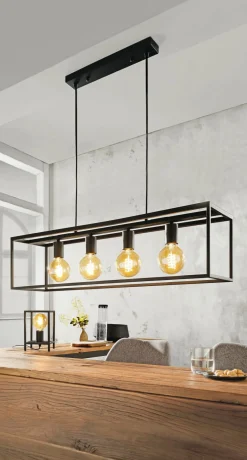 casa NOVA Pendelleuchte 4flg schwarz^ Pendelleuchten
