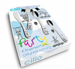 Kinderbestecke>Cilio Kinderbesteck 4tlg. silberfarben