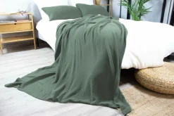 Wohndecken>Dero Textil Musselin-Wohndecke grün