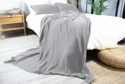 Dero Textil Musselin-Wohndecke grau^ Wohndecken