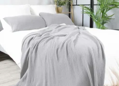 Dero Textil Musselin-Wohndecke grau^ Wohndecken