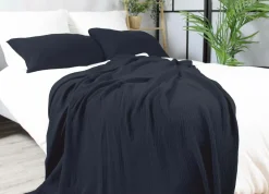 Dero Textil Musselin-Wohndecke blau^ Wohndecken