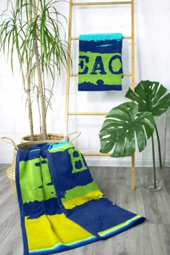 Strandlaken>Dero Textil Strandtuch Painted Beach blaugrün