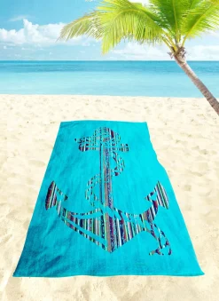 Strandlaken>Dero Textil Velour-Strandtuch blau