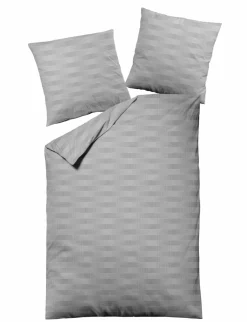 Dormisette Damast-Bettwäsche grausilberfarben^ Linon-Renforce|Damast
