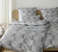 Satin>Elegante Mako-Satin-Bettwäsche silberfarben