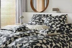 Elegante Mako-Satin-Bettwäsche schwarz^ Satin