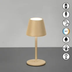 FH Lighting LED-Akku-Tischleuchte 1flg braun^ Tischleuchten