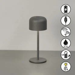 Tischleuchten>FH Lighting LED-Akku-Tischleuchte 1flg grau