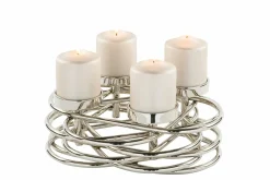 Dekoration|Sonstige Tischaccessoires>Fink Dekokranz 4flg. 26cm silberfarben