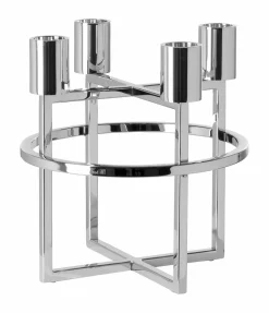 Dekoration|Sonstige Tischaccessoires>Fink Kerzenleuchter 4flg. 23cm silberfarben