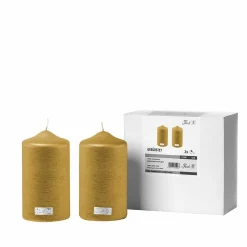 Kerzen>Fink Stumpenkerze 15cm goldfarben