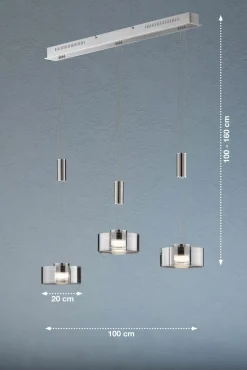 Fischer & Honsel LED-Pendelleuchte 3flg silberfarben^ Pendelleuchten