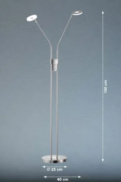 Stehleuchten>Fischer & Honsel LED-Stehleuchte 2flg silberfarben