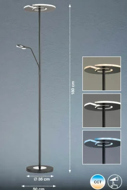 Fischer & Honsel LED-Stehleuchte 2flg schwarz^ Stehleuchten