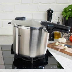 Schnellkochtöpfe>Fissler Schnellkochtopf 10l silberfarben