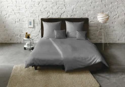 Satin>Fleuresse Uni-Satin-Bettwäsche grau