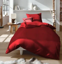 Fleuresse Uni-Satin-Kissenbezug rot^ Kopfkissenbezüge|Satin
