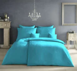 Kopfkissenbezüge|Satin>Fleuresse Uni-Satin-Kissenbezug blau