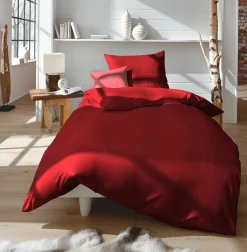 Kopfkissenbezüge|Satin>Fleuresse Uni-Satin-Kissenbezug rot