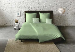 Kopfkissenbezüge|Satin>Fleuresse Uni-Satin-Kissenbezug grün