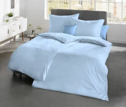 Fleuresse Uni-Satin-Kissenbezug blau^ Kopfkissenbezüge|Satin
