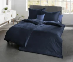 Fleuresse Uni-Satin-Kissenbezug blau^ Kopfkissenbezüge|Satin