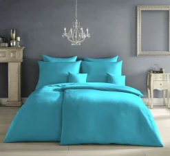 Kopfkissenbezüge|Satin>Fleuresse Uni-Satin-Nackenrollenbezug blau