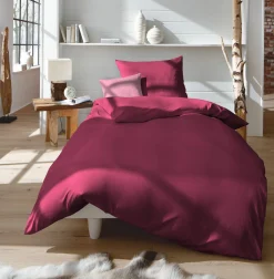 Kopfkissenbezüge|Satin>Fleuresse Uni-Satin-Nackenrollenbezug rot