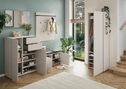 Garderoben- und Sitzbank beige^ Schuhschränke