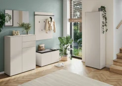 Garderoben- und Sitzbank beige^ Schuhschränke