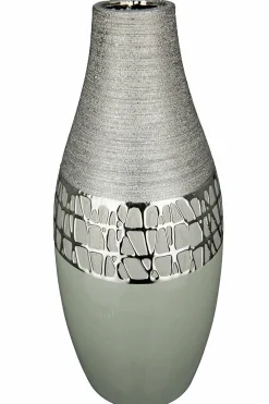 Gilde Halsvase 34cm silberfarben^ Dekoration