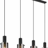 Globo LED-Pendelleuchte 4flg schwarztransparent^ Pendelleuchten