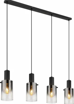 Globo LED-Pendelleuchte 4flg schwarztransparent^ Pendelleuchten