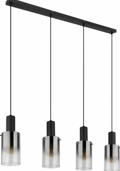 Globo LED-Pendelleuchte 4flg schwarztransparent^ Pendelleuchten