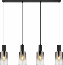 Globo LED-Pendelleuchte 4flg schwarztransparent^ Pendelleuchten