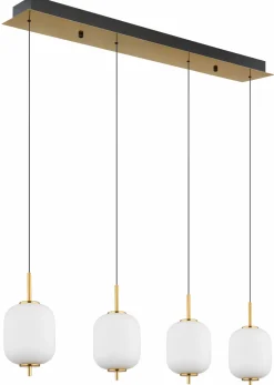 Pendelleuchten>Globo LED-Pendelleuchte 4flg orangemehrfarbigschwarzgoldfarbengelb