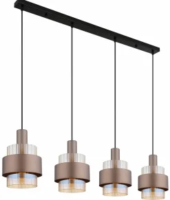 Pendelleuchten>Globo Pendelleuchte 4flg schwarzbraunrot
