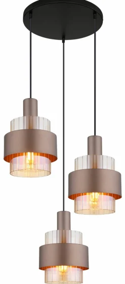 Globo Pendelleuchte 3flg schwarzbraunrot^ Pendelleuchten