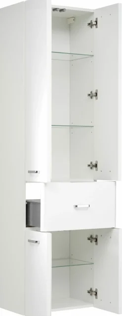 Badmöbel> Hochschrank weiß