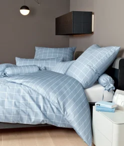Satin>Janine Mako-Satin-Bettwäsche blau